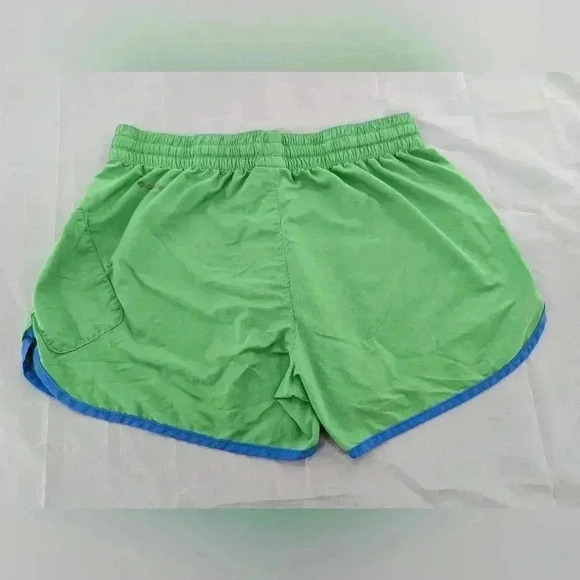Columbia Shorts Women M Green Blue Chino Pockets Hiking Drawstring 4" Inseam - Picture 10 of 14